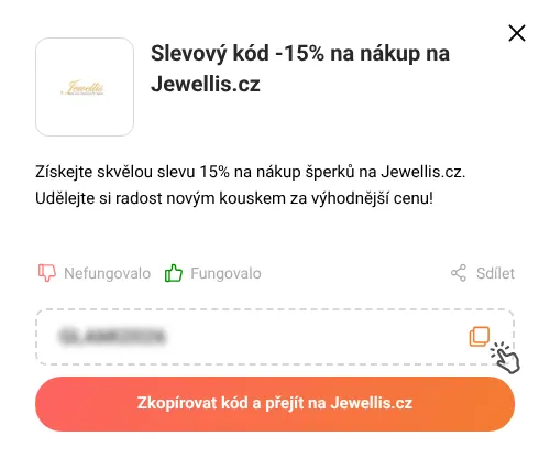 Návod jak zkopírovat slevový kupón Jewellis.cz