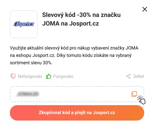 Návod jak zkopírovat slevový kupón Josport.cz