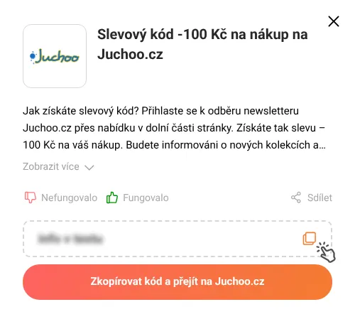 Návod jak zkopírovat slevový kupón Juchoo.cz