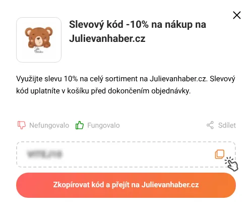 Návod jak zkopírovat slevový kupón Julievanhaber.cz