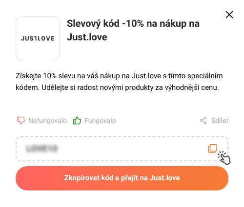 Návod jak zkopírovat slevový kód Just.love