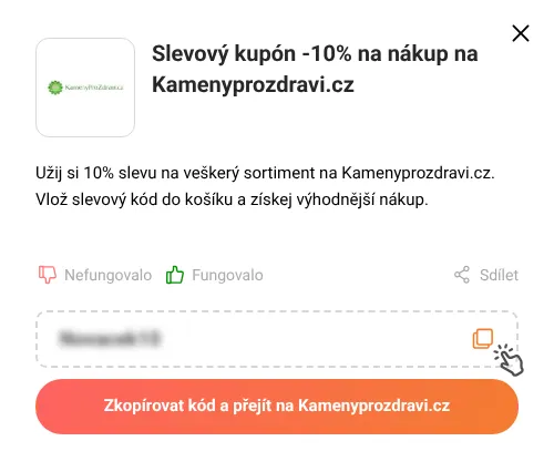 Návod jak zkopírovat slevový kód Kamenyprozdravi.cz