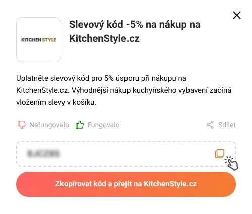 Návod jak zkopírovat slevový kód KitchenStyle.cz