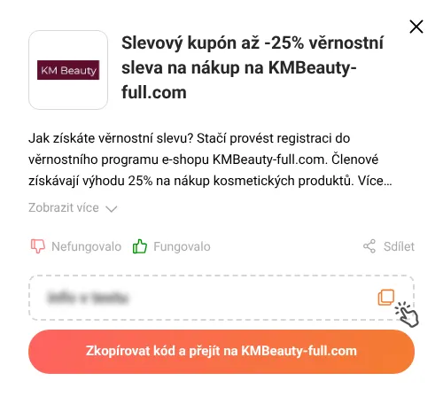 Návod jak zkopírovat slevový kupón KMBeauty-full.com