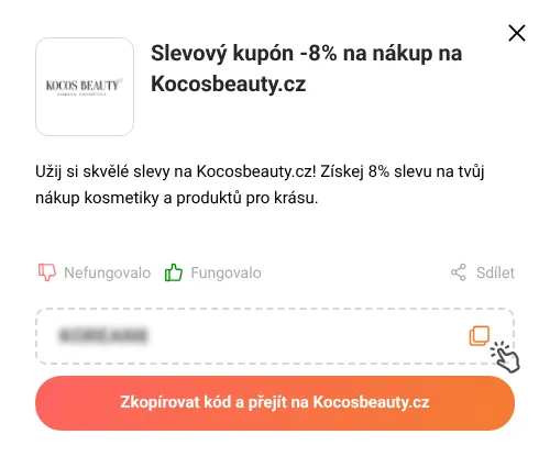 Návod jak zkopírovat slevový kupón Kocosbeauty.cz