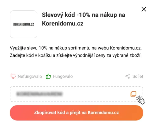 Návod jak zkopírovat slevový kupón Korenidomu.cz