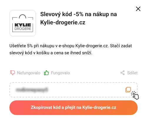 Návod jak zkopírovat slevový kupón Kylie-drogerie.cz