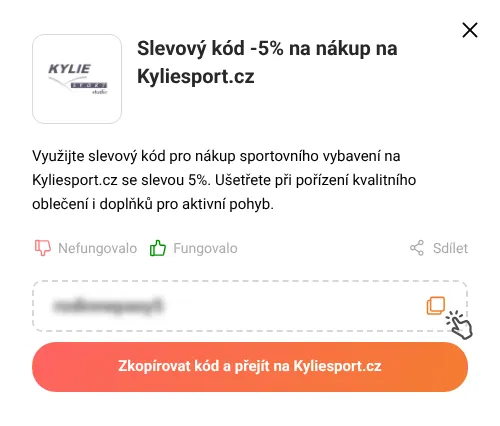Návod jak zkopírovat slevový kupón Kyliesport.cz