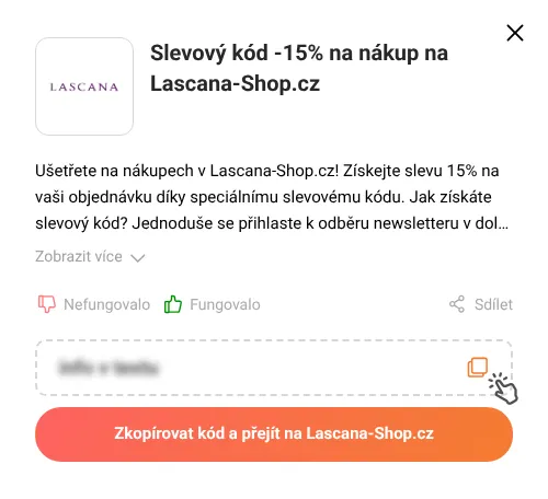 Návod jak zkopírovat slevový kód Lascana-Shop.cz