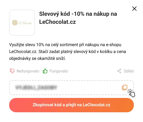 Návod jak zkopírovat slevový kupón LeChocolat.cz