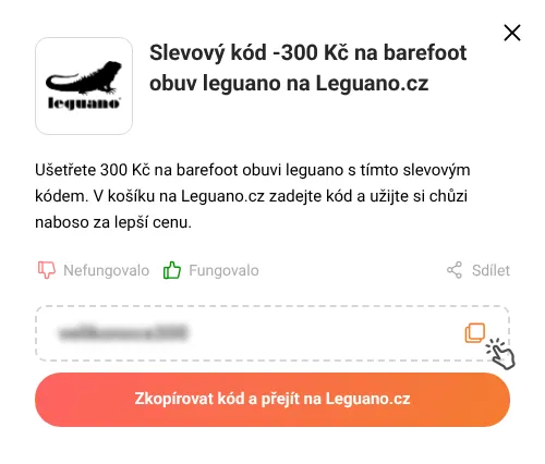 Návod jak zkopírovat slevový kupón Leguano.cz