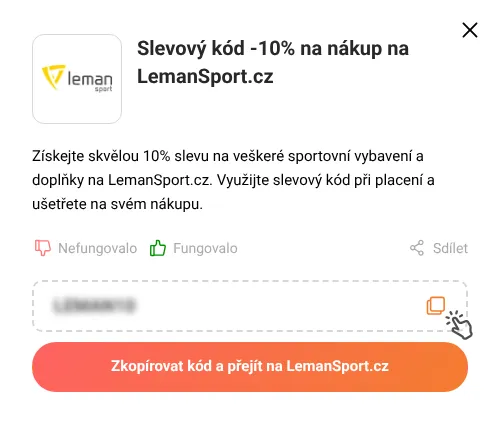 Návod jak zkopírovat slevový kód LemanSport.cz