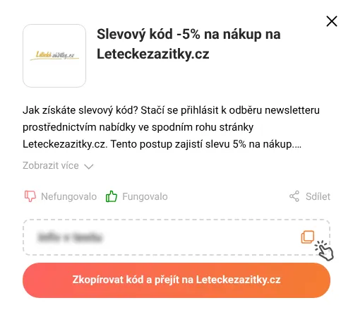 Návod jak zkopírovat slevový kód Leteckezazitky.cz