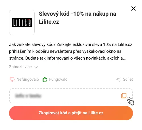 Návod jak zkopírovat slevový kupón Lilite.cz
