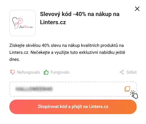 Návod jak zkopírovat slevový kupón Linters.cz