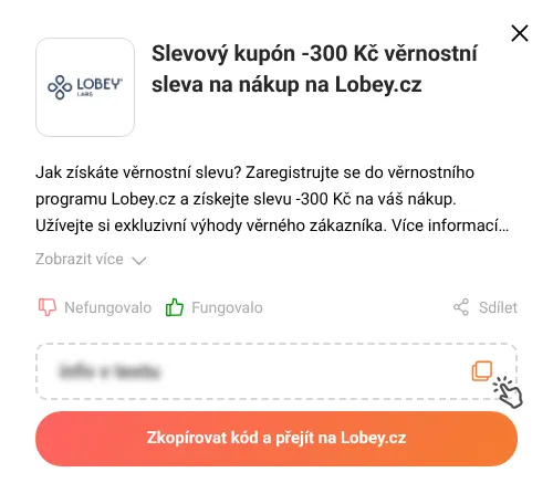Návod jak zkopírovat slevový kupón Lobey.cz