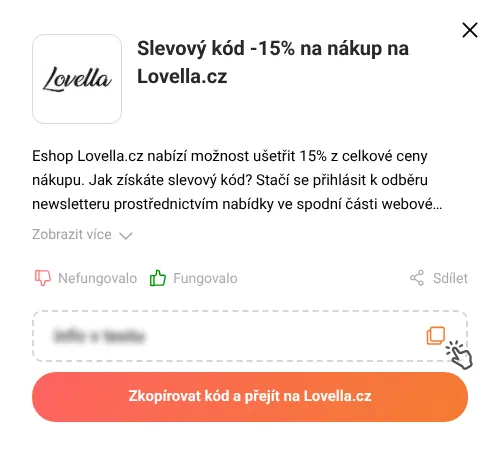 Návod jak zkopírovat slevový kupón Lovella.cz