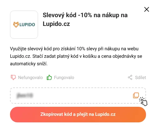 Návod jak zkopírovat slevový kód Lupido.cz