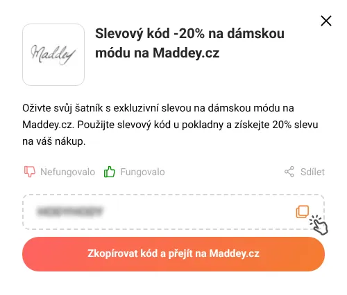 Návod jak zkopírovat slevový kupón Maddey.cz
