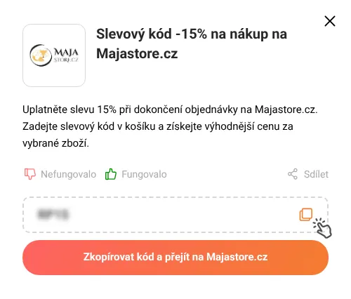 Návod jak zkopírovat slevový kupón Majastore.cz