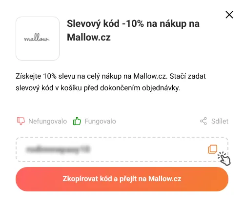 Návod jak zkopírovat slevový kód Mallow.cz