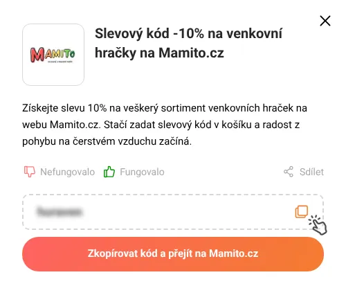 Návod jak zkopírovat slevový kupón Mamito.cz