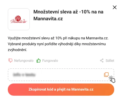 Návod jak zkopírovat slevový kód Mannavita.cz