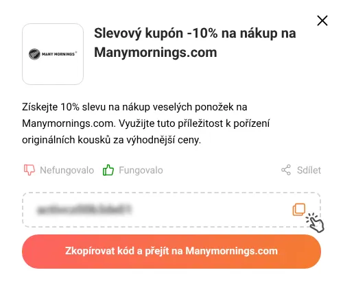 Návod jak zkopírovat slevový kód Manymornings.com