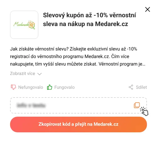 Návod jak zkopírovat slevový kupón Medarek.cz