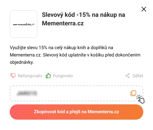 Návod jak zkopírovat slevový kód Mementerra.cz