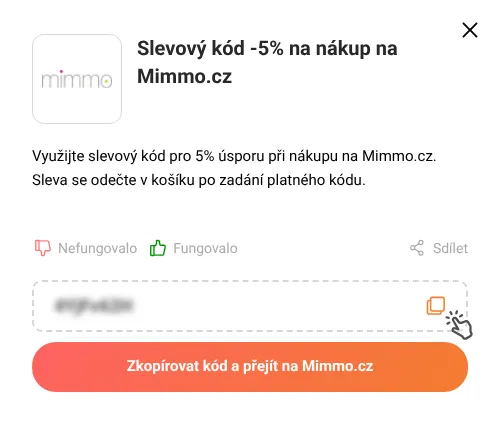 Návod jak zkopírovat slevový kód Mimmo.cz