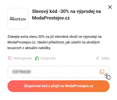 Návod jak zkopírovat slevový kód ModaProstejov.cz