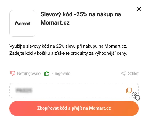Návod jak zkopírovat slevový kupón Momart.cz