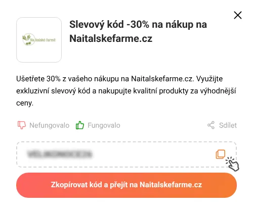 Návod jak zkopírovat slevový kód Naitalskefarme.cz