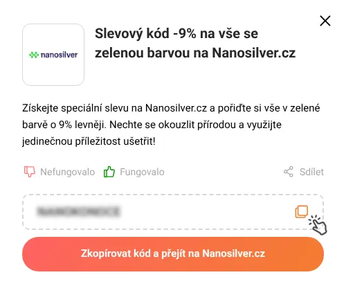 Návod jak zkopírovat slevový kód Nanosilver.cz