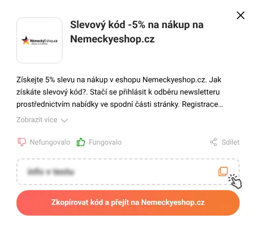 Návod jak zkopírovat slevový kupón Nemeckyeshop.cz