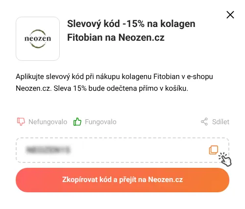 Návod jak zkopírovat slevový kupón Neozen.cz