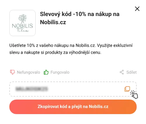 Návod jak zkopírovat slevový kód Nobilis.cz