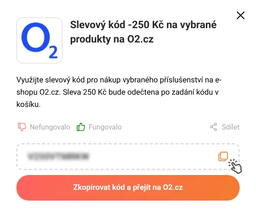 Návod jak zkopírovat slevový kód O2.cz