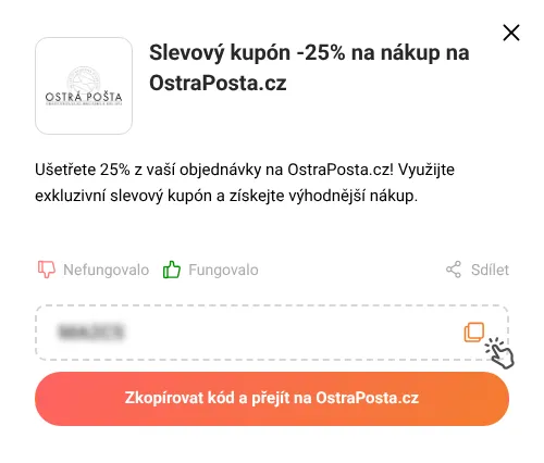 Návod jak zkopírovat slevový kód OstraPosta.cz