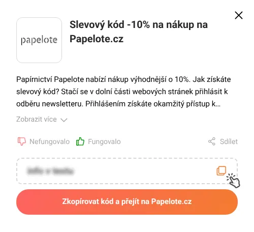Návod jak zkopírovat slevový kupón Papelote.cz