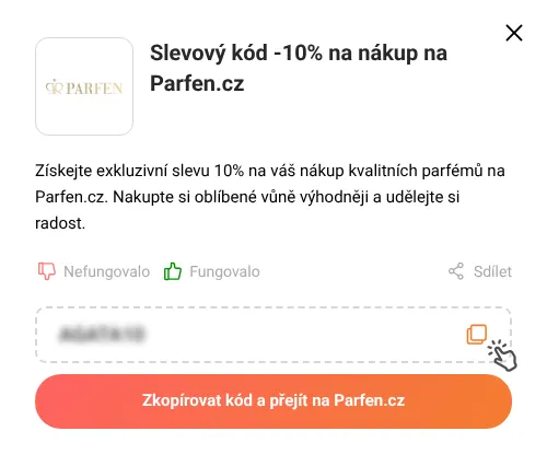 Návod jak zkopírovat slevový kupón Parfen.cz