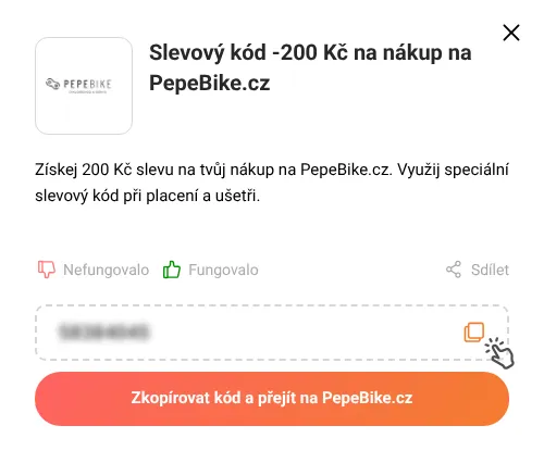 Návod jak zkopírovat slevový kupón PepeBike.cz