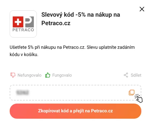 Návod jak zkopírovat slevový kupón Petraco.cz
