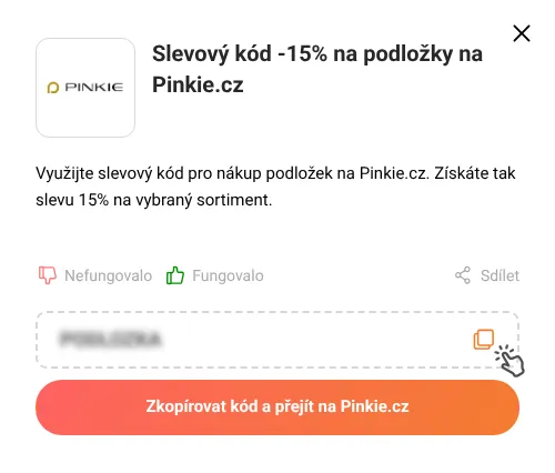 Návod jak zkopírovat slevový kupón Pinkie.cz