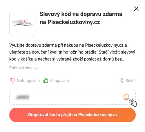 Návod jak zkopírovat slevový kupón Piseckeluzkoviny.cz