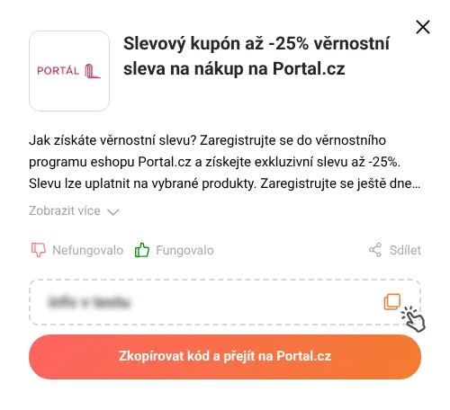 Návod jak zkopírovat slevový kód Portal.cz