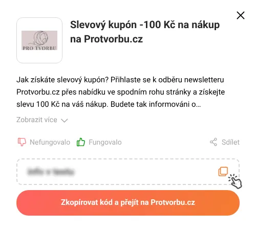 Návod jak zkopírovat slevový kupón Protvorbu.cz