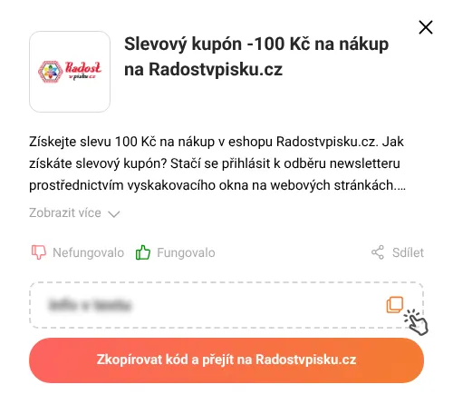 Návod jak zkopírovat slevový kupón Radostvpisku.cz