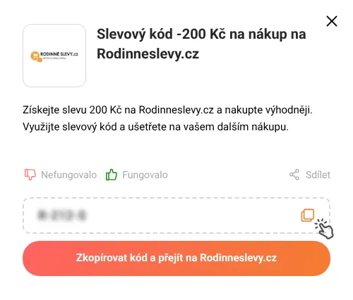 Návod jak zkopírovat slevový kód Rodinneslevy.cz
